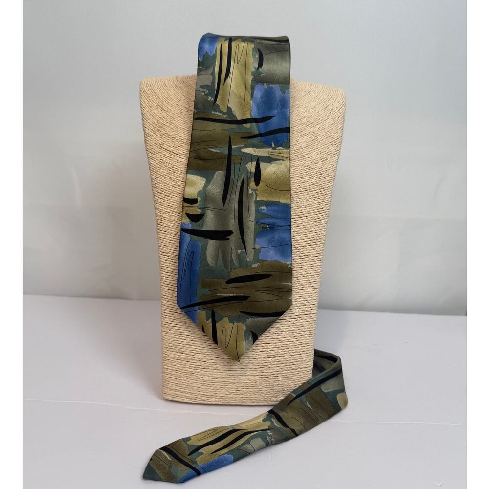 J Garcia Overlooking the Desert Silk Tie Collection 41 Olive Blue Limited Ed